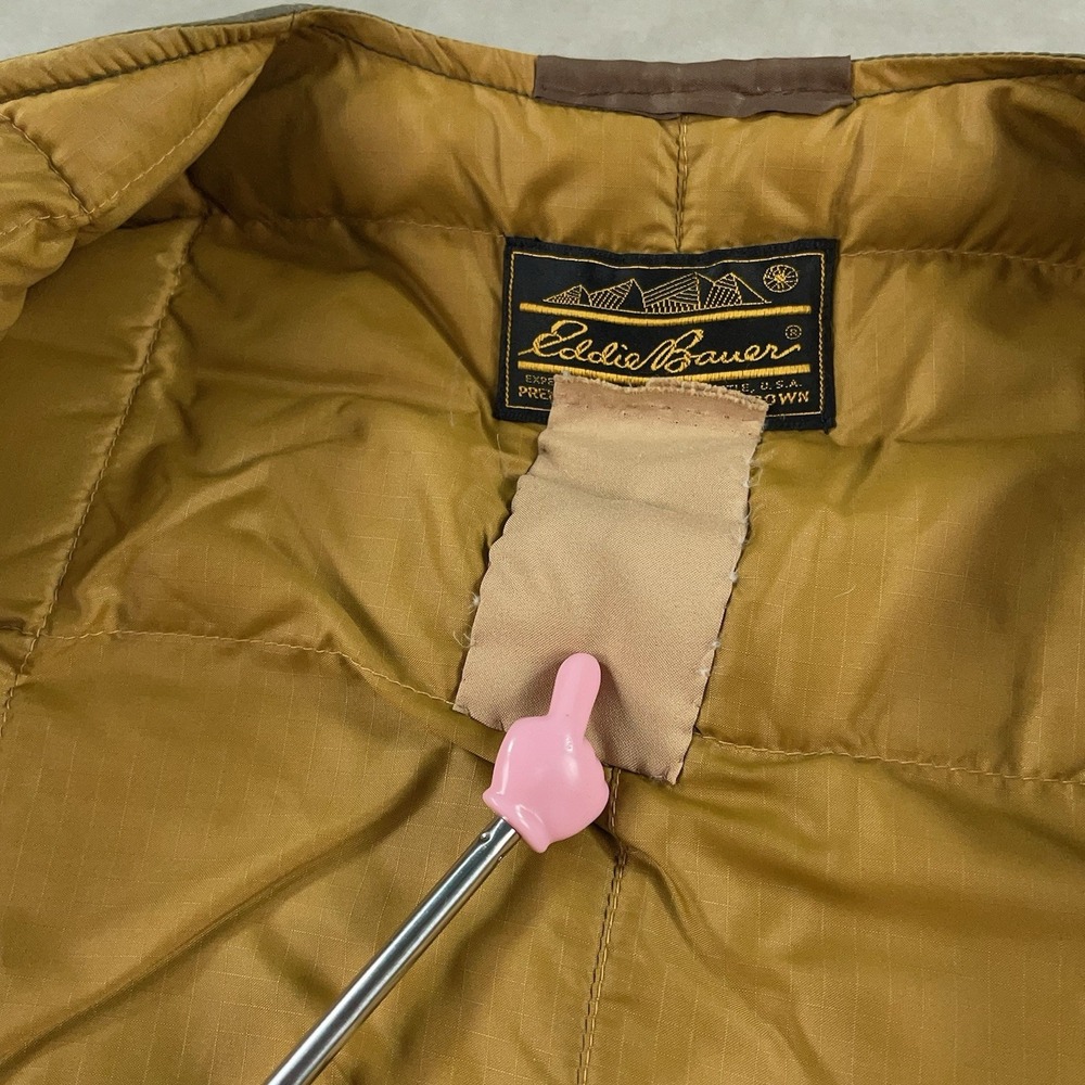 Vintage 1960s Eddie Bauer Goose Down Vest Olive Green Talon Zipper Gusset - Picture 10 of 14